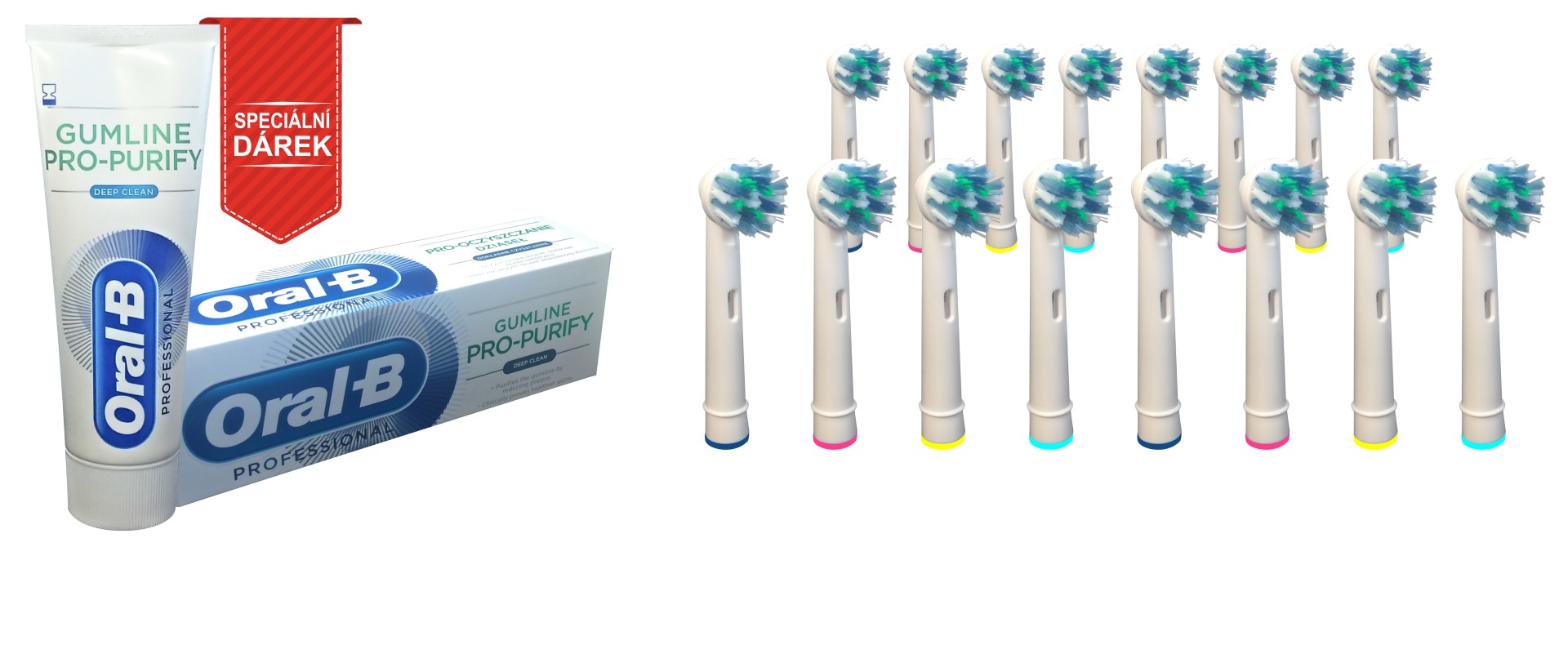 KOMA NK01 - 16 db hitelesített cserefej készlet Braun Oral B Cross Action fogkefékhez + ajándék fogkrém