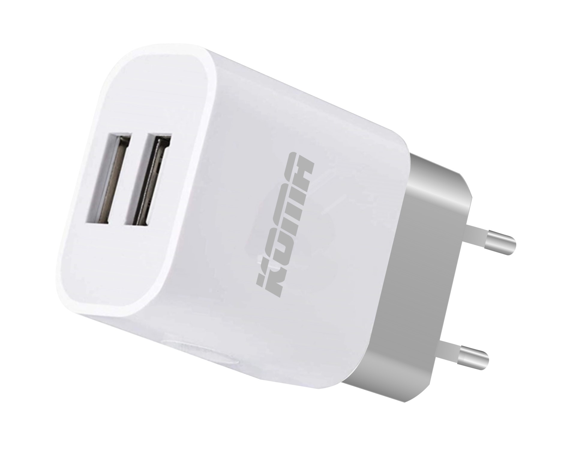 KOMA USB1 - Univerzális hálózati töltő, 2x USB, 2.1A, 10W, fehér